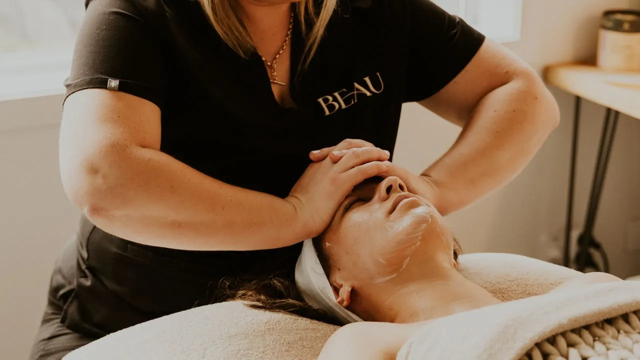 Facial massage in progress at Beau Skin Clinic